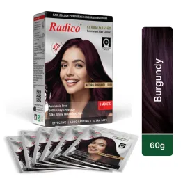 Radico Herbal Based Natural Burgundy Henna Permanent Hair Colour - Ammonia Free, 100% Grey Coverage