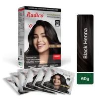 Radico Herbal Based Natural Black Henna Permanent Hair Colour - Ammonia Free, 100% Grey Coverage