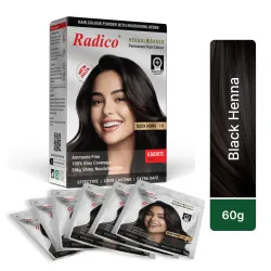 Radico Herbal Based Natural Black Henna Permanent Hair Colour - Ammonia Free, 100% Grey Coverage Radico Herbal Based Natural Black Henna Permanent Hair Colour - Ammonia Free, 100% Grey Coverage