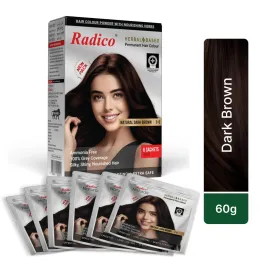 Radico Herbal Based Natural Dark Brown Henna Permanent Hair Colour - Ammonia Free, 100% Grey Coverage