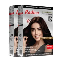 Radico Herbal Based Natural Dark Brown Henna Permanent Hair Colour - Ammonia Free, 100% Grey Coverage (Pack Of 2) Radico Herbal Based Natural Dark Brown Henna Permanent Hair Colour - Ammonia Free, 100% Grey Coverage (Pack Of 2)