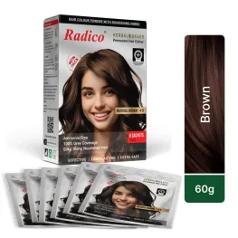 Radico Herbal Based Natural Brown Henna Permanent Hair Colour - Ammonia Free, 100% Grey Coverage